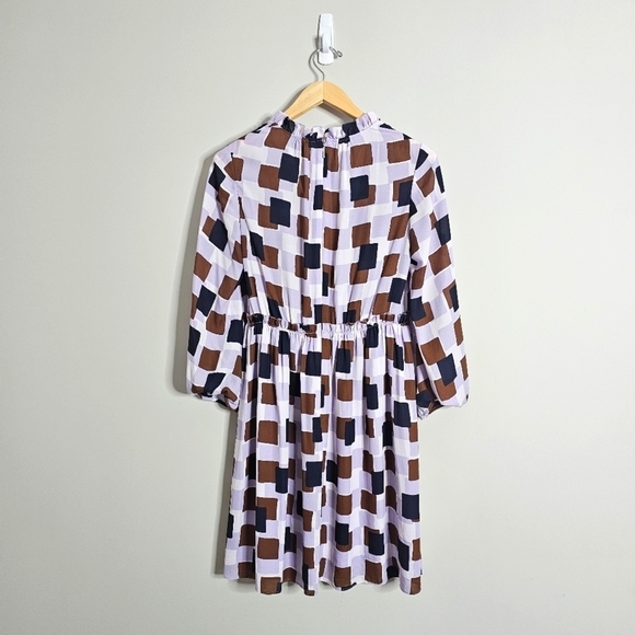 Kate Spade Lilac Geo Squares Mini Dress, Size 6 - Picture 9 of 11